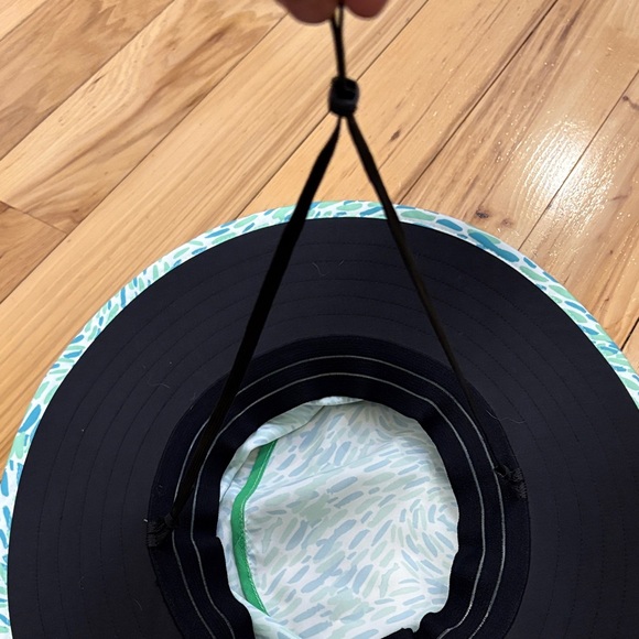 Simms Women’s Solar Sombrero Wide-Brim Sun Hat - Seafoam Green and Blue Pattern - Picture 4 of 5